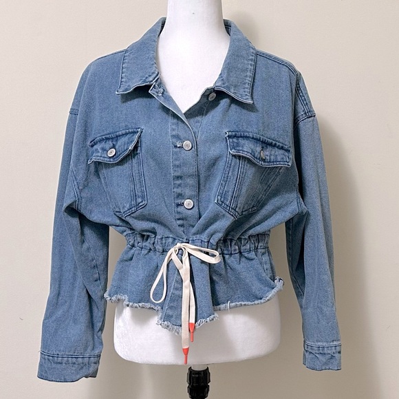 By Ashley 26 Vintage Charm Tops - By 26 Ashley Vintage Charm NEW Denim Paperbag Drawstring Waist Jacket Top XL